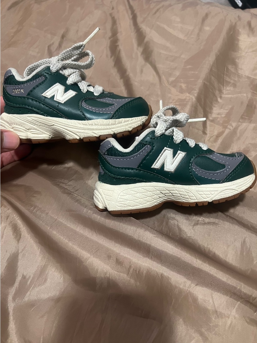 New Balance Kids Green, Gray & White Athletic Sneakers